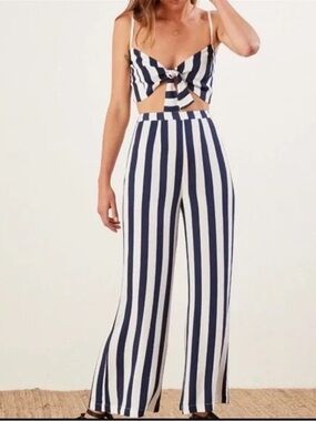 Reformation Blue & White Pinstripe Set – Size 2